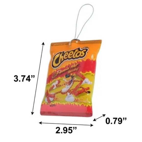 NWT Crunchy Cheetos Decoupage Christmas Foodie Ornaments by RUZ , set of (2) - Picture 2 of 4